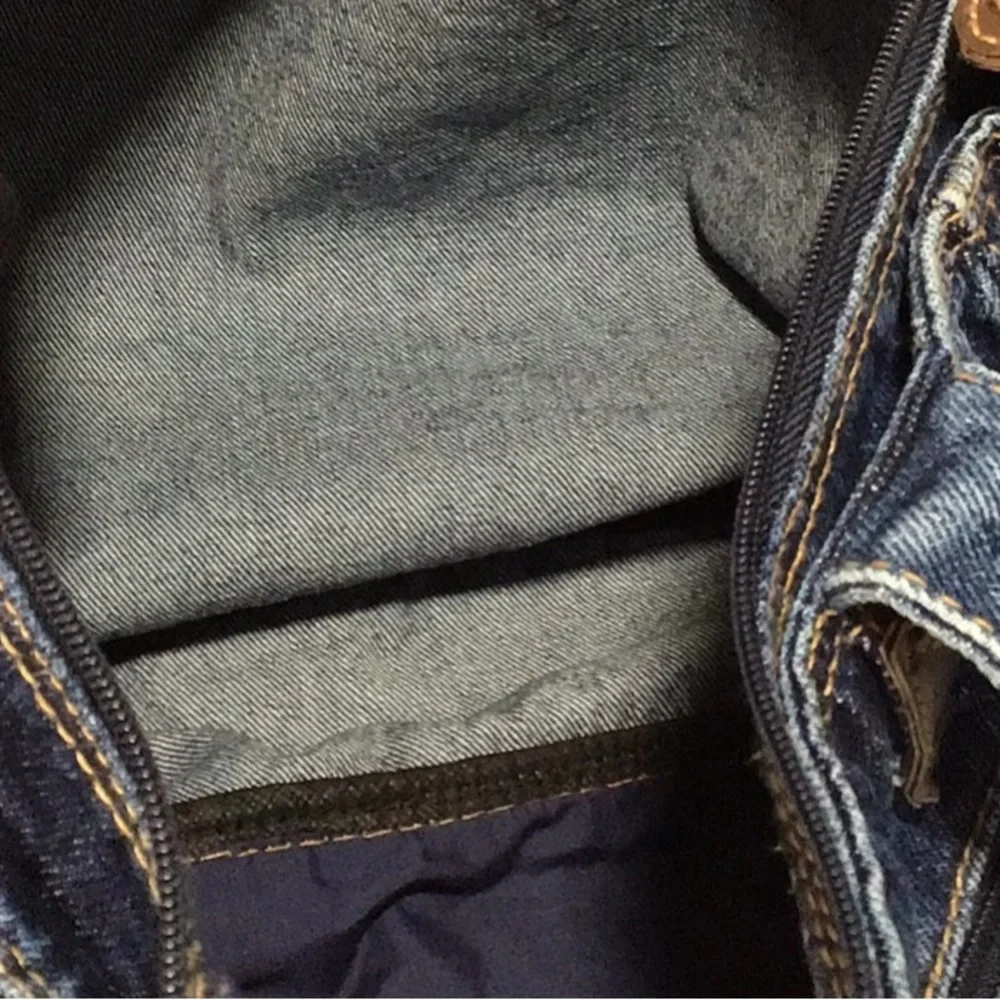 Denim Lightweight Large Tote, Shoulder Bag, Shopping, Pocket Decor, Cotton, Blue - Picture 11 of 11
